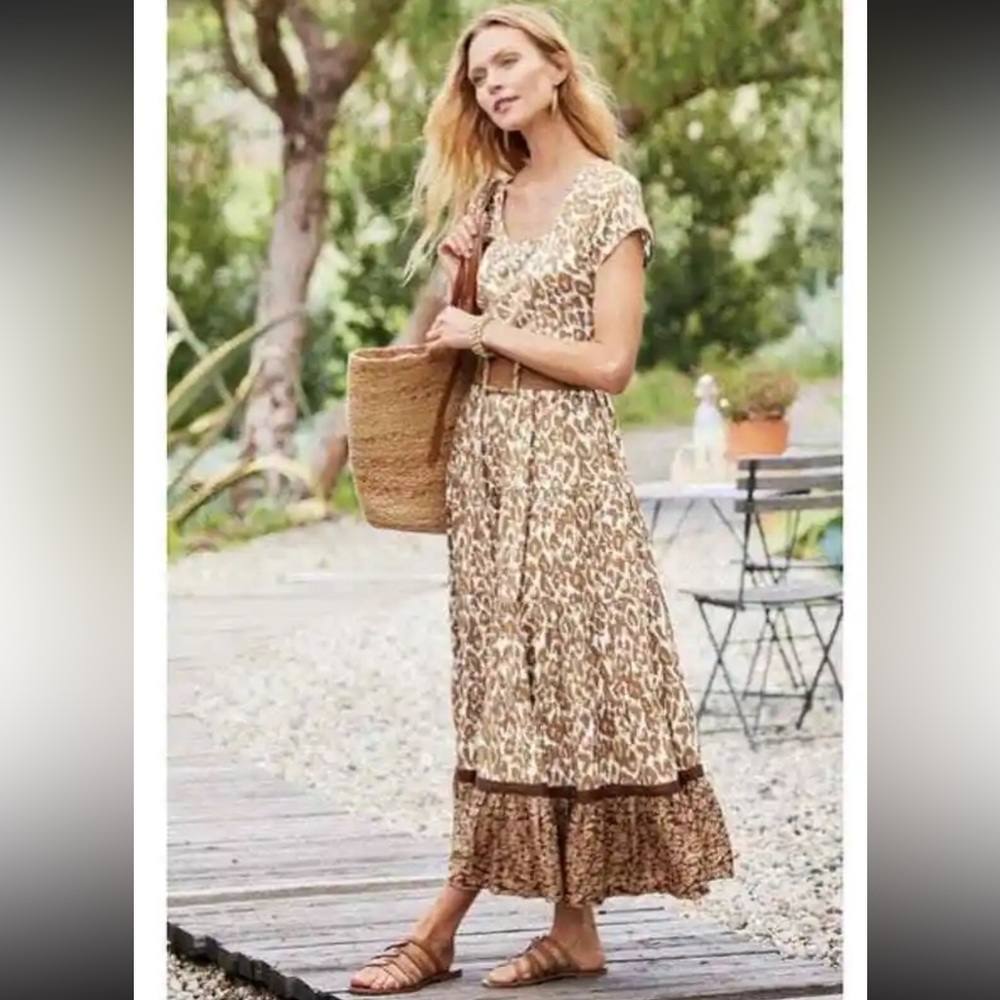 Soft Surroundings Kara Maxi Dress in White Mocha Leopard Print - 2X - Picture 4 of 7